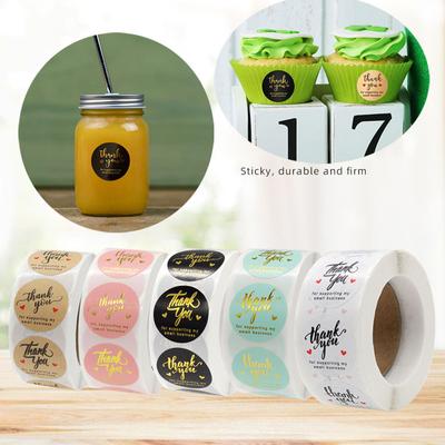 500PCS Round Labels Kraft Paper Thank You Sticker Dragees Candy Bag Flower Gift Box Cake Boxes and Packaging Wedding Stickers