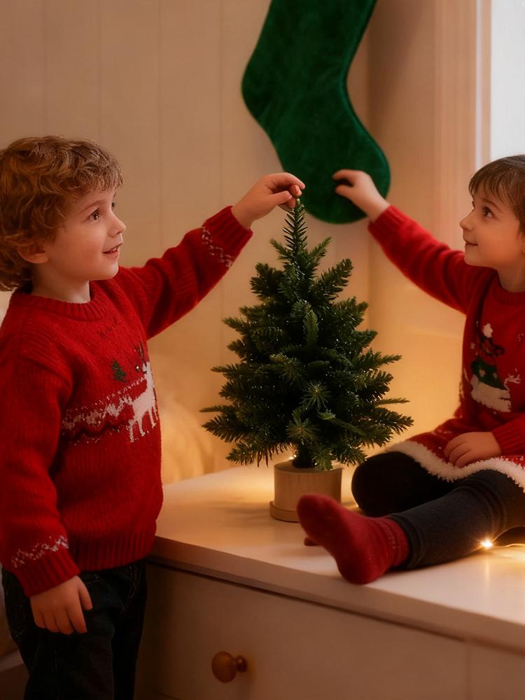 17.7 Inches Artificial Christmas Trees Party Decorations Artificial Pine Tree for Home Workplace Living Room Entryway Shelf