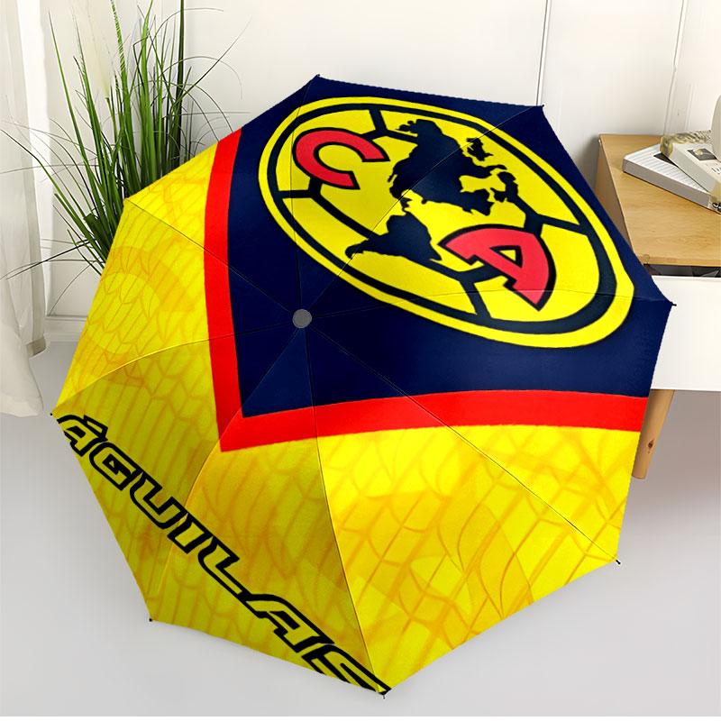 Club America Print Automatic Open Close Umbrella, Portable Foldable Umbrella, for Outdoor Commute Camping Trip, Ideal Birthday Gift
