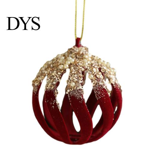 Bell Holiday Ornaments Christmas Red Flocking Wreath Snowfall Elk Noel Home Party Decor Pendant Snowy Winter for Tree Hanging Decorations