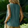 Sleeveless V Neck Button Front Casual Top Linen Cotton Blend Summer Shirt Lightweight Breathable Fabric Comfortable Fit