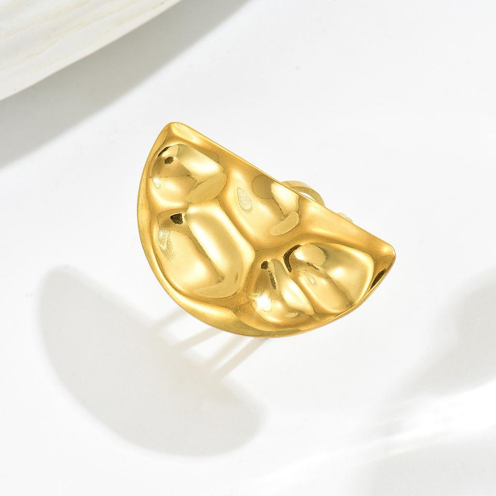 TEMU Loves New Women's Jewelry Geometric Pleated Design Versatile Open Ring Light Luxury Ring