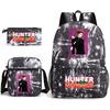 Hunter X Hunter Anime Print Student Backpack Casual Daypack for Boys Girls with Pencil Case 3 Piece Set