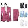 2 Pezzi/Set Uomo Formale Business Festa Tinta Unita Manica Lunga Blazer Abito Pantaloni