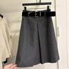 2025 Korean High-Waisted Woolen Slimming Skirt - Elegant Mid-Length for Autumn/Winter