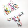 Kadın Desenli Göğüs Çapraz Kemerli Yırtmaçlı Mayo Bikini
