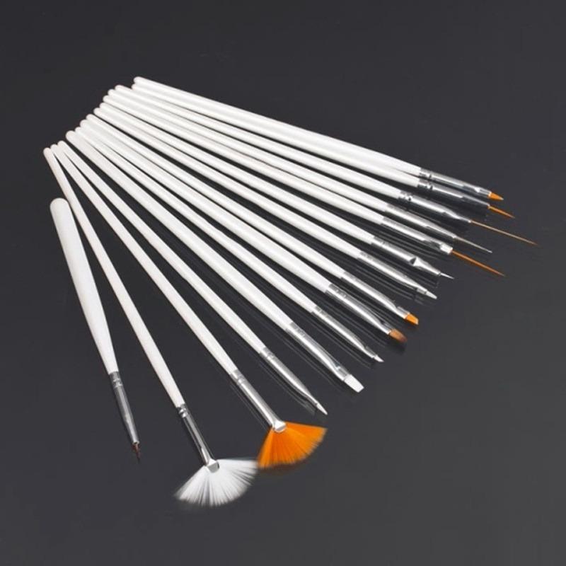 15Pcs/Set Fashion Professional UV Gel Manicure Painting Pen Kit Nail Art Tool Drawing Brush