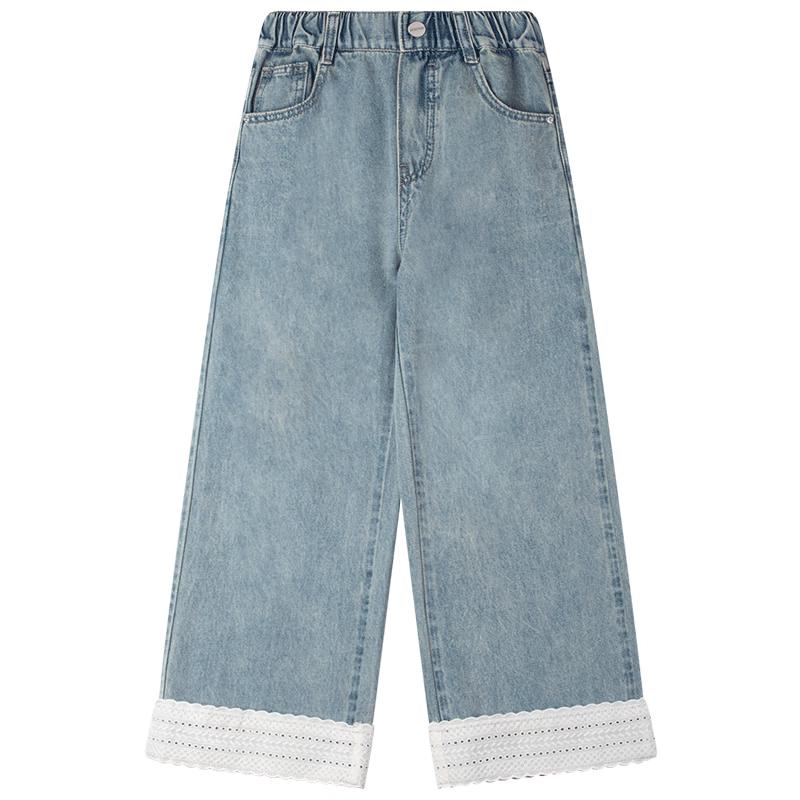 

Girls Retro Lace-Trim Denim Jeans 160
