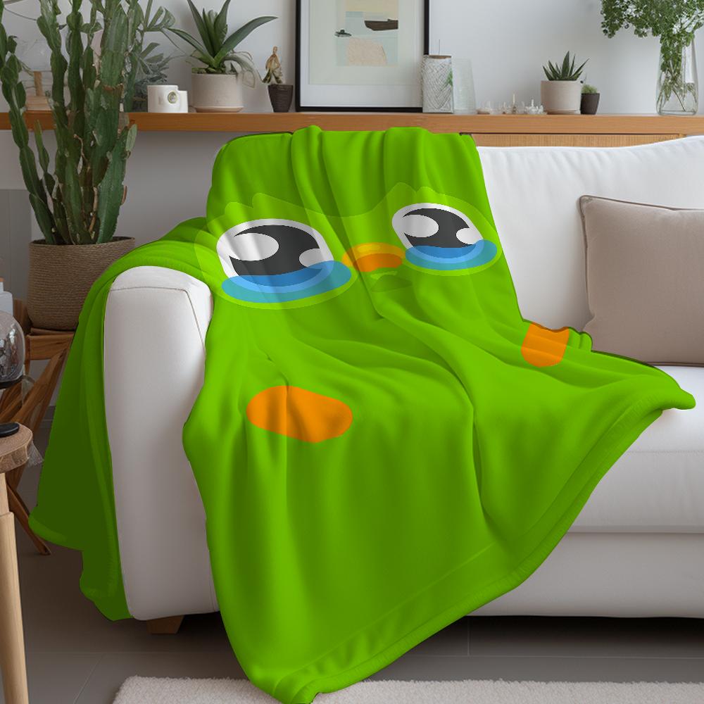 Kreskówka Edukacyjna Koc D-Duolingo Ciepły I Miękki Odpowiedni Do Sypialni Salonu Sofy Łóżka Biura Podróży Kempingu