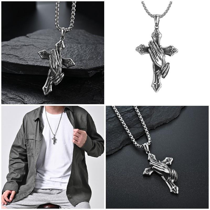 Mens Stainless Steel Jesus Christ Face Crucifix Cross Pendant Necklace Fashionable And Religious