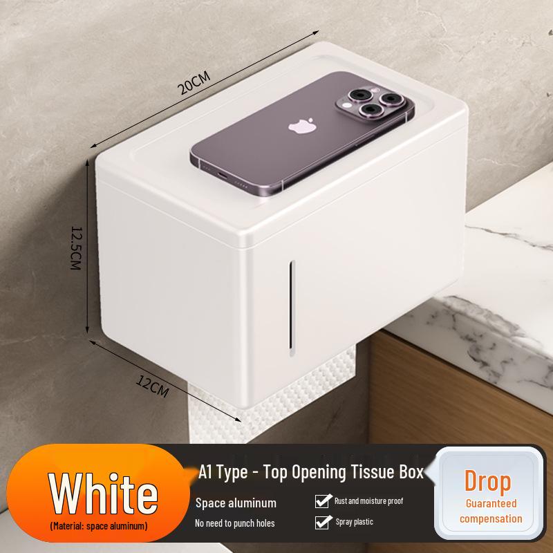 Punch-Free Wall-Mounted Gun Gray Tissue Box and Towel Holder
