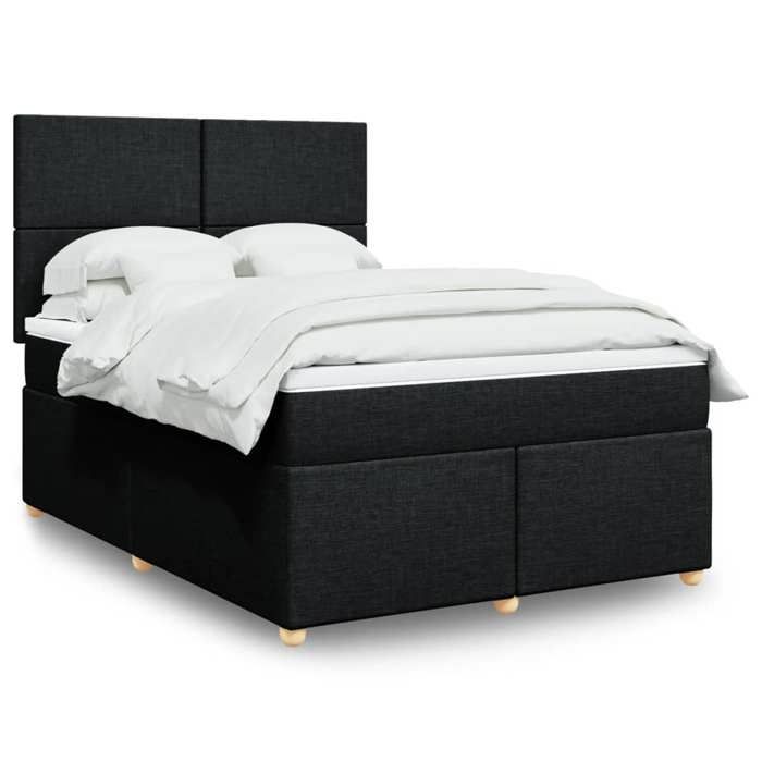 VidaXL Slat Bed Base with Mattress Black 160x200 Cm Fabric 3293626