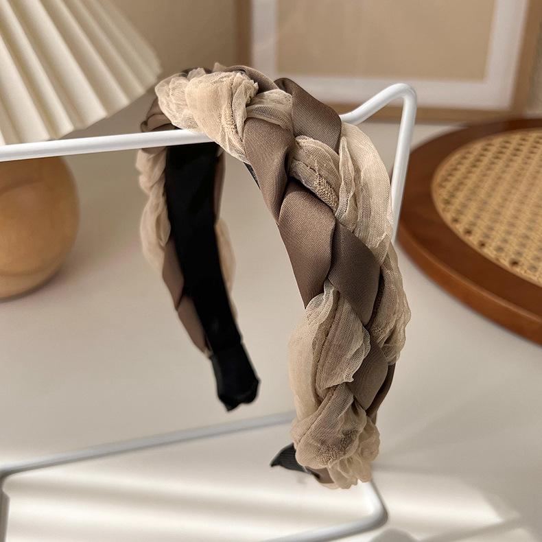 Autumn/Winter Fashion Brown Color Headbands Sponge Wide Crystal Hair Bands for Woman Temperament Hair Hoop Hair Accessories