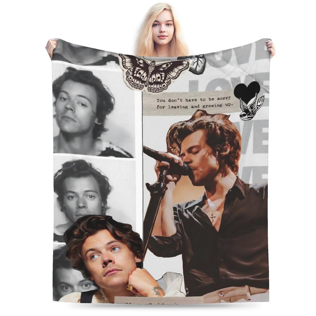 Super Soft Harryed Stylesed Kiss All the Time Throw Blanket Premium Fleece Flannel Blanket Fuzzy Plush Blankets All Season Use