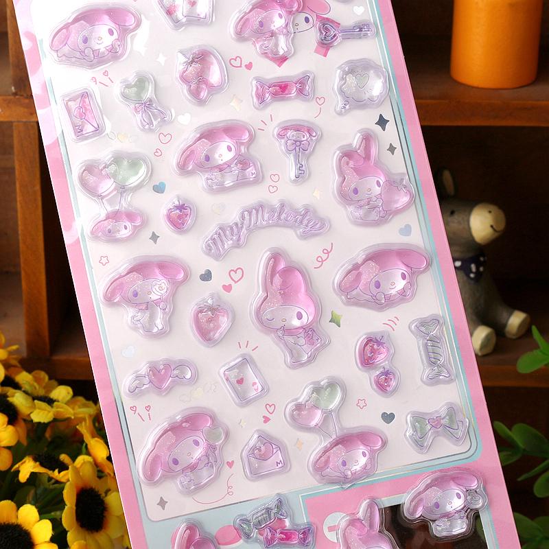 Sanrio Hello Kitty 3D Relief Sticker Scrapbooking Cartoon Girls Diy Diary Phone Case Laptop Luggage Stickers Stationery Decals