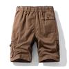 Herren Baumwolle Atmungsaktiv Cargo-Shorts Elastischer Bund Kordelzug Mehrere Taschen Knielang Lässig Arbeitsshorts