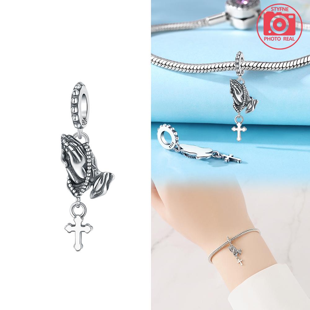 Kupferfarbene Gebetshand-Anhänger Kupferfarbene Charm-Perlen Passend für Original-Charms Armband-Perlen Für Damen Schmuckherstellung Geschenke