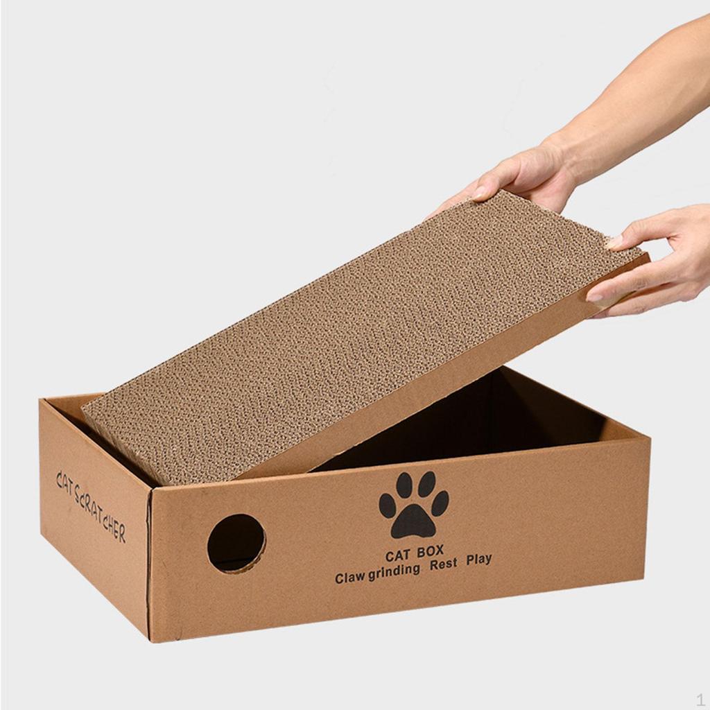 4Pcs Cat Scratch Pad with Box Durability for Cats Rest Grind Claws and Play Multifunctional,