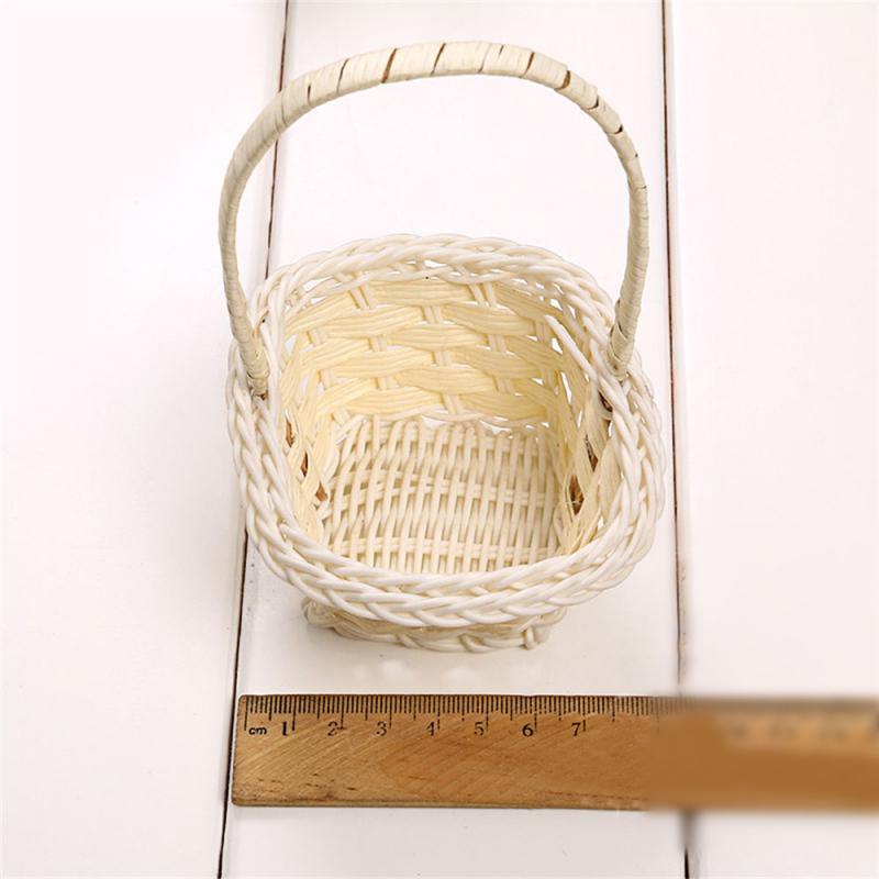 Mini Hand-woven Storage Baskets Plastic Flower Basket Fruit Rattan Cosmetics Candy Gift Packing Basket Garden Fruit Picnic Bags