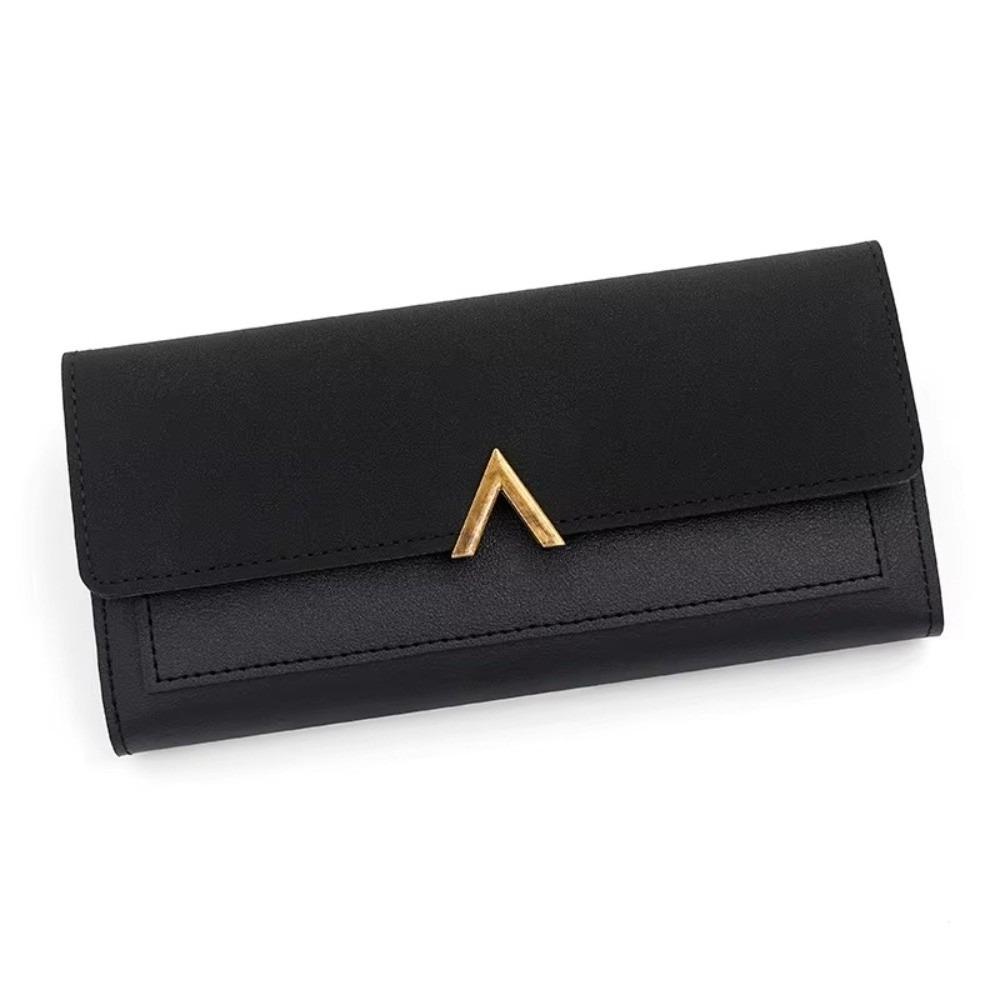 New PU Wallet Tri-Fold Multi-card Slot Long Purses Card Holder Hasp Closure Coin Purse Women чёрный