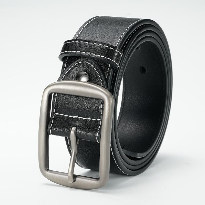 Men's Genuine Leather Belt Young Men's Pin Buckle Casual Cowhide Belt Men's Middle Aged and Young Fashionable Versatile Business Belt Men
