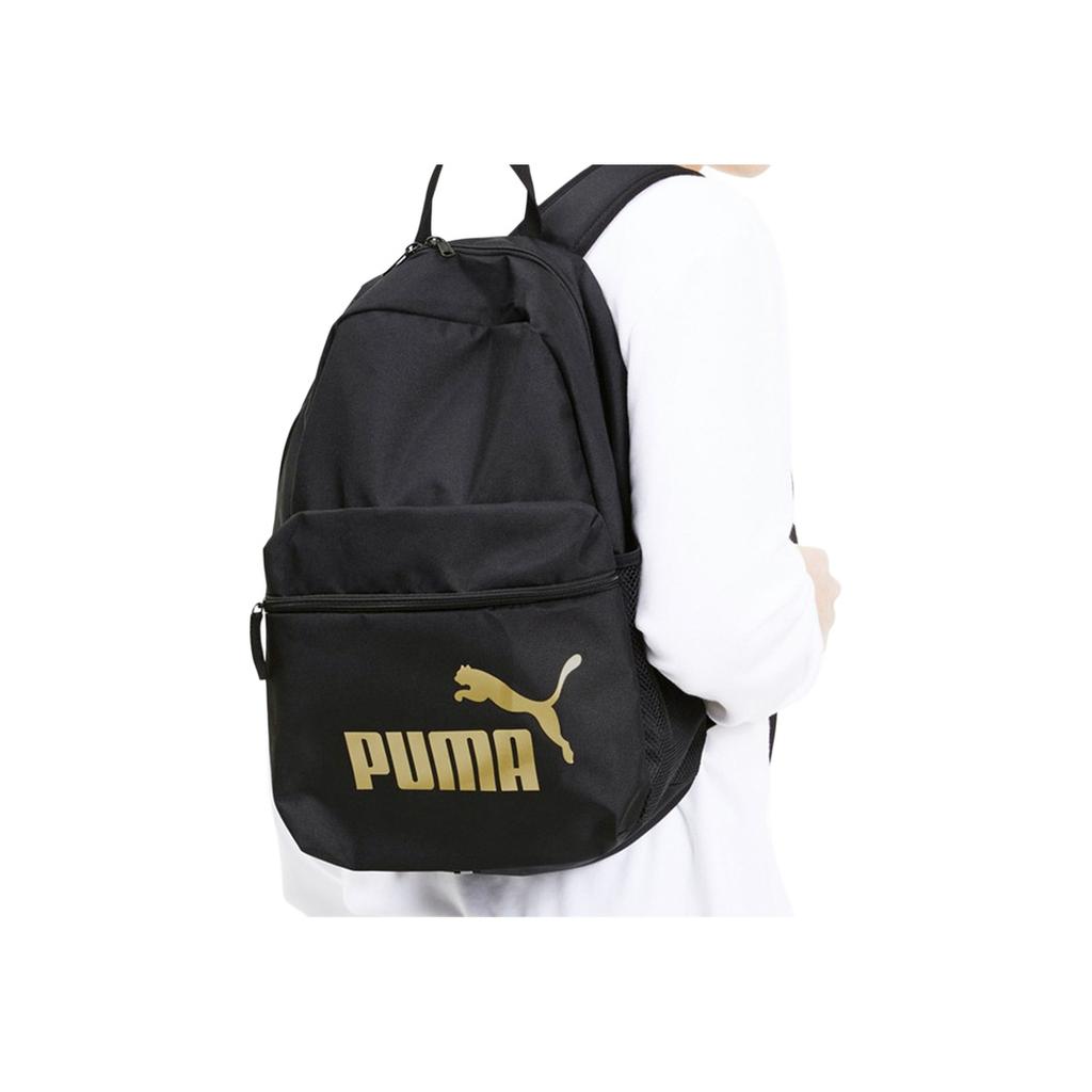 New PUMA Fabric Backpack Unisex Black Gold 075487-49