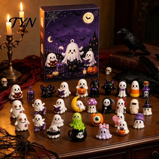 Hanging Halloween Decorations Advent Calendar 2026, 24 Days Countdown with 2D Flat Spooky Party Favors Acrylic Mini Figures, Collectible Surprise