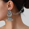 Bohemian Exotic Rhinestone Tassel Necklace & Earrings Set In Antiqued Alloy