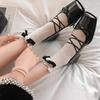 Mary Jane Flat Heels Retro Style Women's Shoes Spring Autumn Sweet Cool Butterfly Knot High Heels Comfortable Rubber