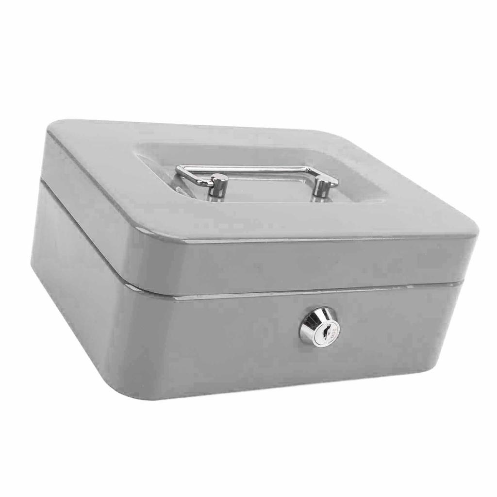 Small Locking Cash Box Portable Double Layers Safe Metal Money Box for Home and Office