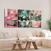 3 Peças de Mural de Chuveiro Decorativo com Padrão de Flamingo, Panda e Zebra em Tela, Pôsteres 2D Sem Moldura para Decoração de Casa, Presente Único I