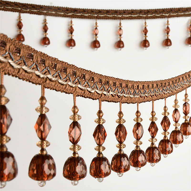 Cortina de cuentas de cristal de 2/4/6 metros con flecos y borlas de encaje, cinta ancha para manualidades, costura hecha a mano, accesorios para ropa y cortinas