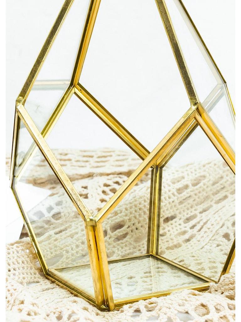 Geometric Glass Rhombus Greenhouse Ornament: European Wine Cabinet Micro Landscape & Preserved Flower Pot Craft