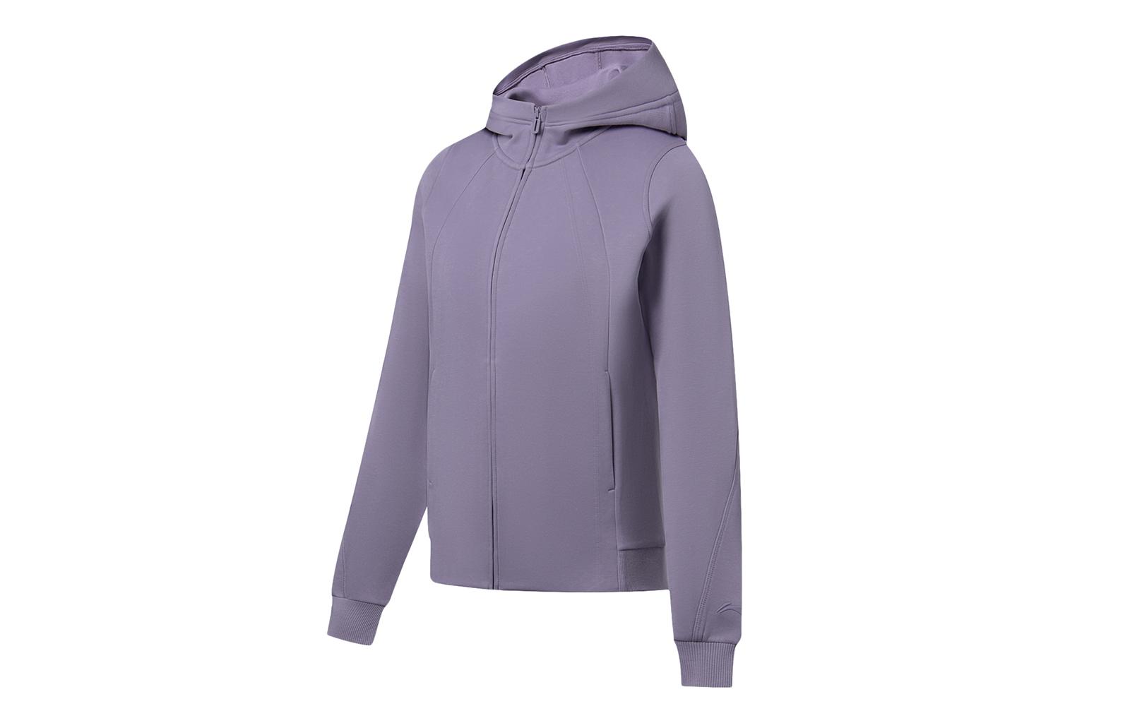 Li Ning Fitness Series Hooded Cardigan Sweatshirt Spring Fall Women s Smoky Gray Mauve AWDT116-9 XXXL