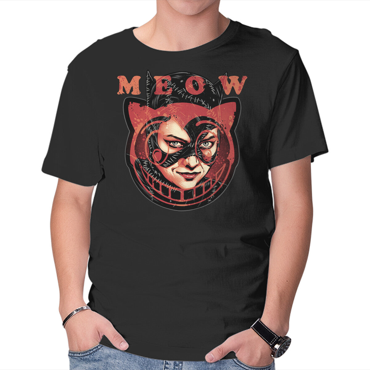 Unisex Crew Neck T-Shirt The Cat Said Meow Graphic Short Sleeve Casual Tee S