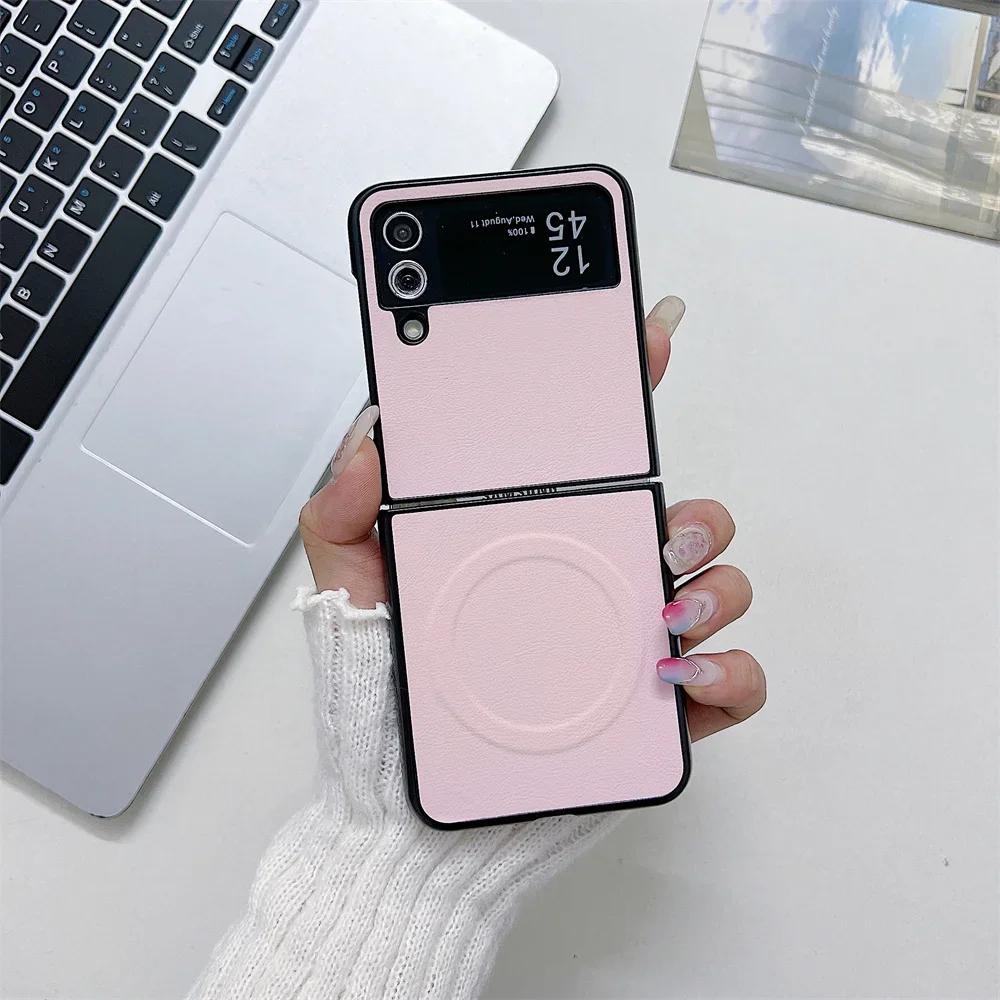 

Business PU Leather for Magsafe Case for Samsung Galaxy Z Flip 3 4 5 6 7 Shockproof Magnetic Wireless Charging Z Flip 6 7 Cover For Samsung Z Flip 5