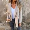Women S Casual Wool Blazer Lapel Button Fake Pockets Long Sleeve Coat