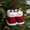 Holiday Stocking Gift Tag Soft Plush Christmas Boot Ornament, Decorative Knitted Tree Hanging Ornament Pendant for Xmas Tree, Party Decor Kids Sock