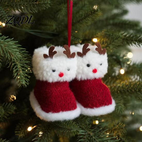 Holiday Stocking Gift Tag Soft Plush Christmas Boot Ornament, Decorative Knitted Tree Hanging Ornament Pendant for Xmas Tree, Party Decor Kids Sock