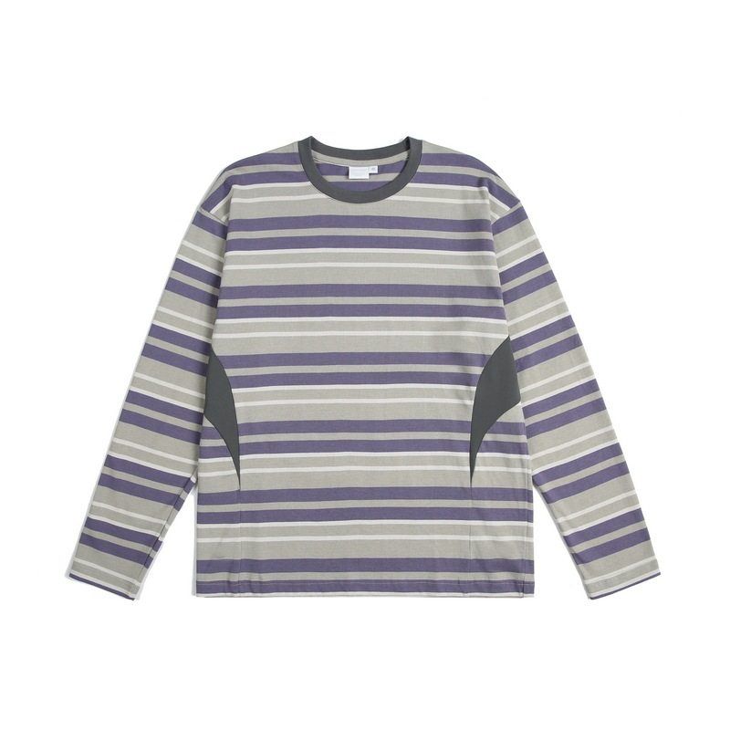 Japanese Retro Patchwork Mesh Long-Sleeve T-Shirt for Men and Women, 2025 Autumn New Trendy Street Style Loose Round-Neck Top