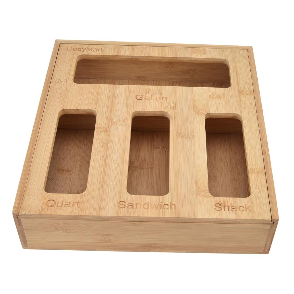 Bamboo Kitchen Bag Organizer Holders 21 Stickers Markable Kitchen Storage Holders with 4 Slots for Home Kitchen