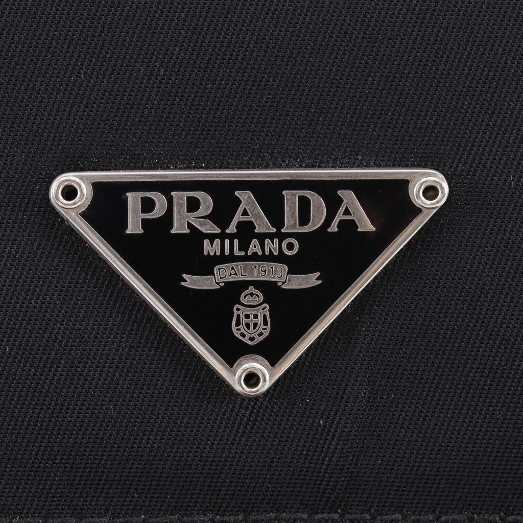 PRADA Tri-fold wallet black Nylon unisex Used