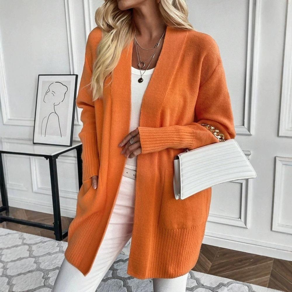 Pull décontracté ample à col en V pour femme Automne Hiver Tenue d'intérieur Pull en maille