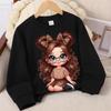 Kids Crewneck  Long Sleeve Sweatshirt, Leopard Print Bow Hair Accessories Print