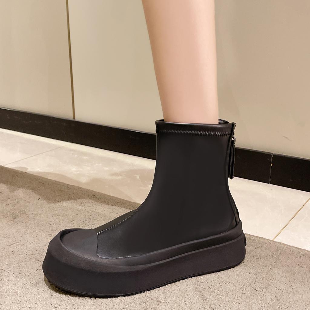Fashion 2025 New Designer Ankle Boots Women Autumn Winter Fashion Slip-on Zipper Sports Boots Platform Thick Heel Ladies Short Booties