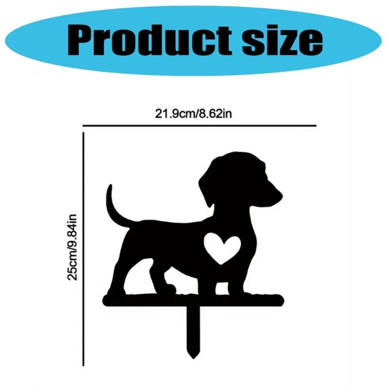 Outdoor Dog Shape Yard Stake with Ornament Cutout for Patios and Garden Flowerbed Landscape Decorative Ground Stake