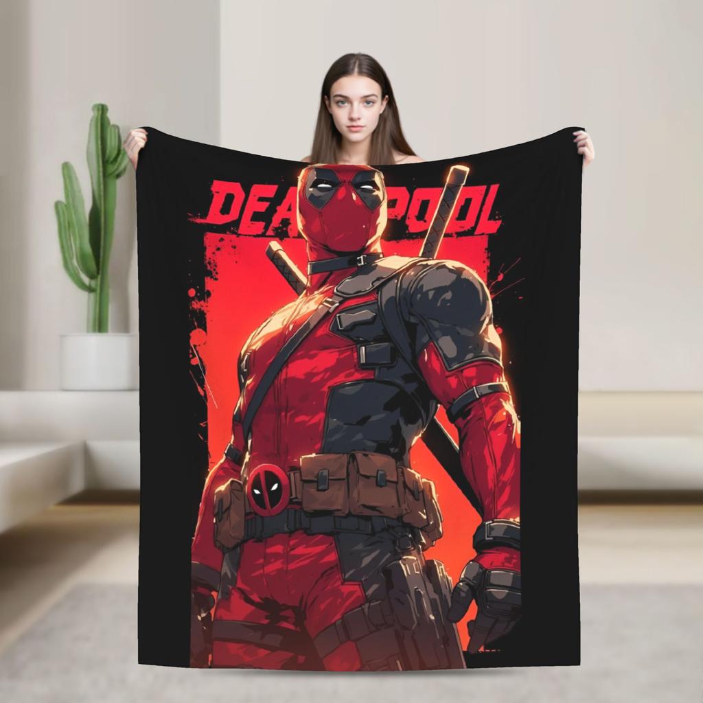 Deadpool and Wolverine Blanket Superhero Comedy Dogpool Plush Awesome Warm Throw Blanket for Bedspread Decoration
