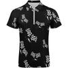 Black and White Sport Car Mens Zip Up Polo Shirts Casual Short Sleeve Golf Collared Shirt Slim Fit Tee Top