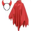 Smock Style Demon Cloak Headband Set With Headband Party Masquerade Cloth Cosplay Costume  Men