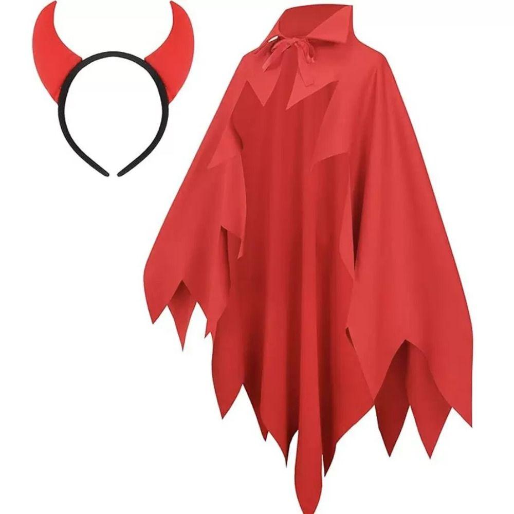Smock Style Demon Cloak Headband Set With Headband Party Masquerade Cloth Cosplay Costume  Men